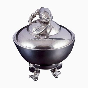 Blossom Sugar Bowl in Hand-Hammered Sterling Silver by Georg Jensen, 1930s