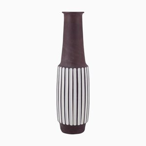 Modernist Ceramic Floor Vase with Vertical Lines from Larholm, Norway, 1960s