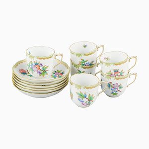 Queen Victoria Coffee Service for 6 in Porcelain from Herend, Hungary, Set of 12