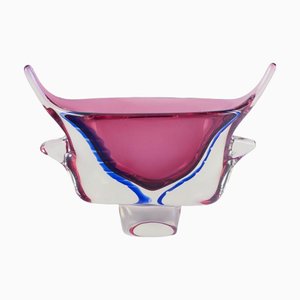 Vaso Sommerso decorativo in vetro con manici, anni '70