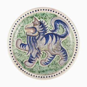 Large Ceramic Bowl with a Stylized Creature from Svend P. Jørgensen, Denmark, 1956