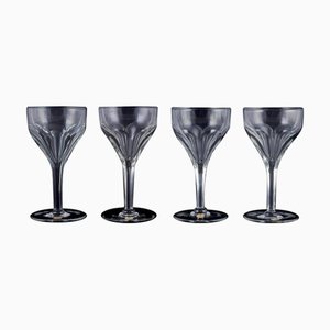 Crystal Red Wine Glasses with Faceted Bowl and Stem from Glimma, Sweden, Set of 4