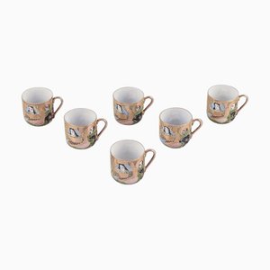 Petites Tasses à Thé en Porcelaine avec Scènes Décorées à la Main, Satsuma, Japon, Set de 6
