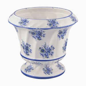 Large Mid-Century Flowerpot in Faience from Capodimonte, Italy