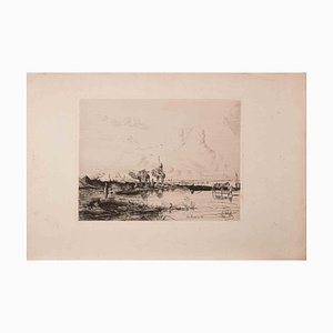 Edouard Dufeu, Le Borde du Nil, Etching, 1864