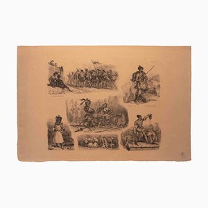 Auguste Raffet, Croquis pour les Enfants, Lithograph, 19th Century