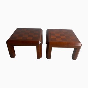 Tables d'Appoint en Parquet à Carreaux 1970s, Set de x