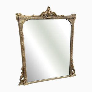 Large Antique English Gilt Overmantle Mirror, 1800s