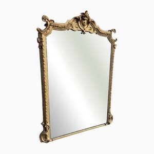Large Antique English Gilt Ornate Top Mirror, 19th Century