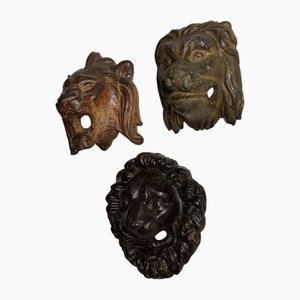 Cast Iron Lion Heads, Set of 3