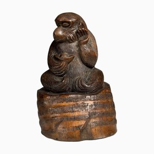 Hand-Carved Statue of a Monkey