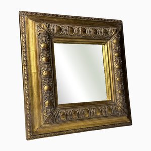 Vintage Gold-Colored Square Mirror