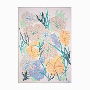 Romina Milano, Underwater Algae, 2025, Gouache Crayon su carta da acquerello