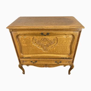 Vintage French Louis Oak Sideboard with Carved Drop Front