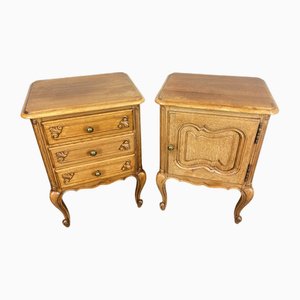 Comodini vintage Louis in quercia, Francia, set di 2