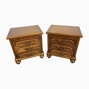 Französische Vintage Nachttische mit Schubladen, 2er Set