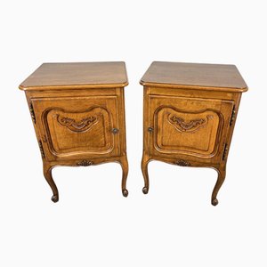 Comodini vintage Louis in quercia, Francia, set di 2