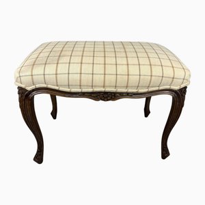 Otomana francesa Luis XVI vintage de nogal con asiento tapizado