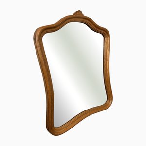 Französischer Vintage Wandspiegel aus Eiche mit geschwungenem Rahmen