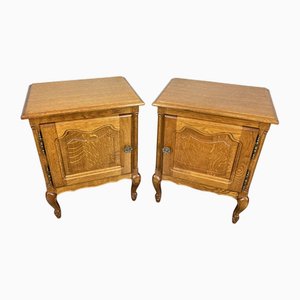 Französische Vintage Louis Eiche Nachttische, 2er Set