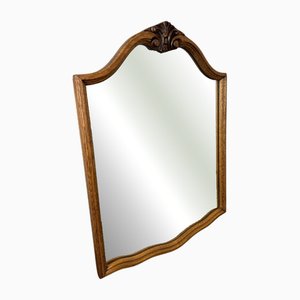Vintage French Oak Wall Mirror with Carved Frame