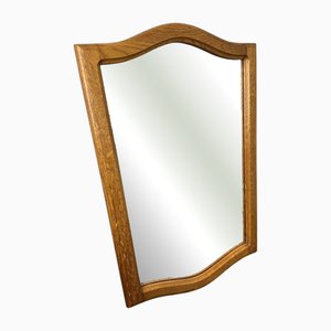 Vintage French Oak Wall Mirror with Curved Frame