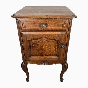 Vintage French Louis XVI Oak Bedside Table