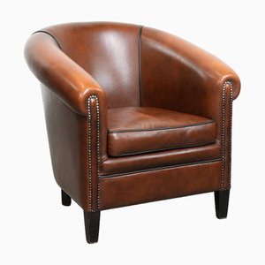 English-Style Club Chair in Cowhide Leather