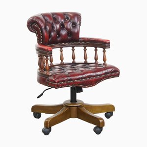 Chesterfield Office Chair on Wheels in Red