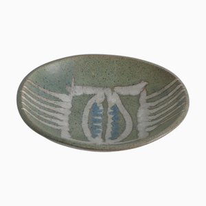 Mid-Century Modern Handmade Stoneware Bowl with Abstract Motif, 1960s