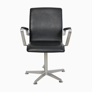 Vintage Oxford Chair in Black Aura Leather by Arne Jacobsen, 1990s