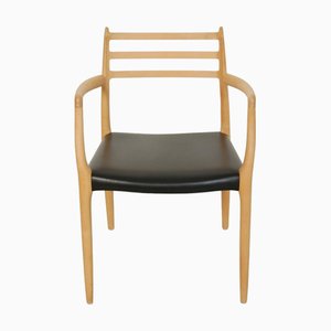 NO62 Armchair in Beech and Black Leather
