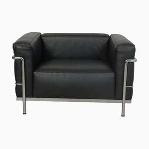 LC3 Lounge Chair in Black Leather by Le Corbusier, 2000s