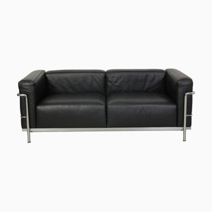 Le Corbusier LC3 2-Seater Sofa in Black Leather, 2000s