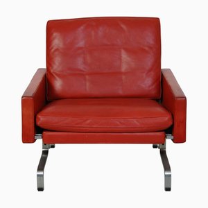 PK31 Lounge Chair in Red Aniline Leather by Poul Kjærholm, 1980s