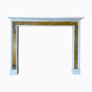 English Queen Anne Style White and Siena Marble Fireplace Mantel