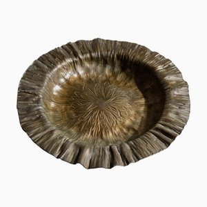 Vintage Brass Bowl with Flower Relief by Marioni, Italy, 1960s