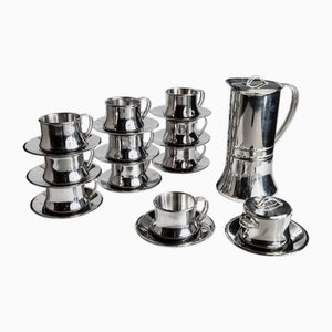Vintage Coffee Set in Stainless Steel for Ten People, 1980s, Set of 23
