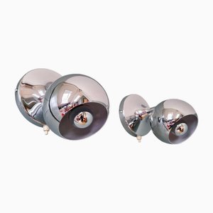 Chrome-Plated Metal Eyeball Wall Lights, 1970s, Set of 2