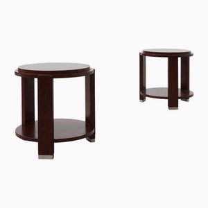 Tables d'Appoint Rondes en Bois et Métal, Belgique, 1980s, Set de 2