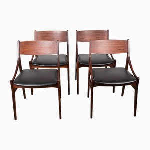 Danish Chairs in Rosewood and Black Leatherette from Vestervig Eriksen, 1960s, Set of 4