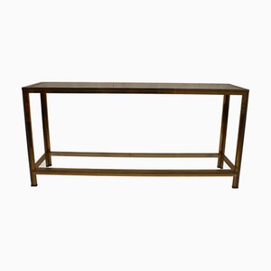 2-stufiger italienischer Mid-Century Beistelltisch oder Konsolentisch aus Messing, Chrom und Glas, 1970er