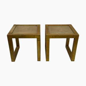 Spanish Cubic Side or Sofa Tables in Nickel and Brass in the style of Rudolfo Dubarry, 1970, Set of 2