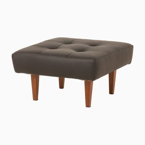 Otomana Mid-Century moderna grande de cuero negro, años 70