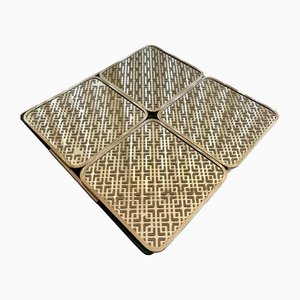 Mid-Century Modern Italian Chrome and Mirrored Glass Placemat Serving Trays by Tommaso Barbi, 1970s, Set of 4