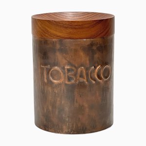 Großes Tabakglas aus Teak & Kupfer von Schaefer Handarbeit, 1960er