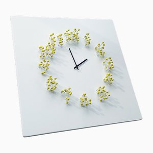 Mocapwhite-Yellow Illusionistic Wall Clock by Jan Paul