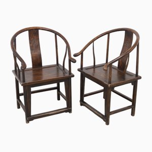Antike chinesische Hufeisen Sessel, 1890er, 2er Set