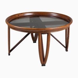 Round Walnut Coffee Table, Brazil, 1950s