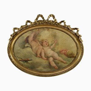 After Fragonard, Loves in the Clouds, 19. Jh., Leinwandbild, gerahmt